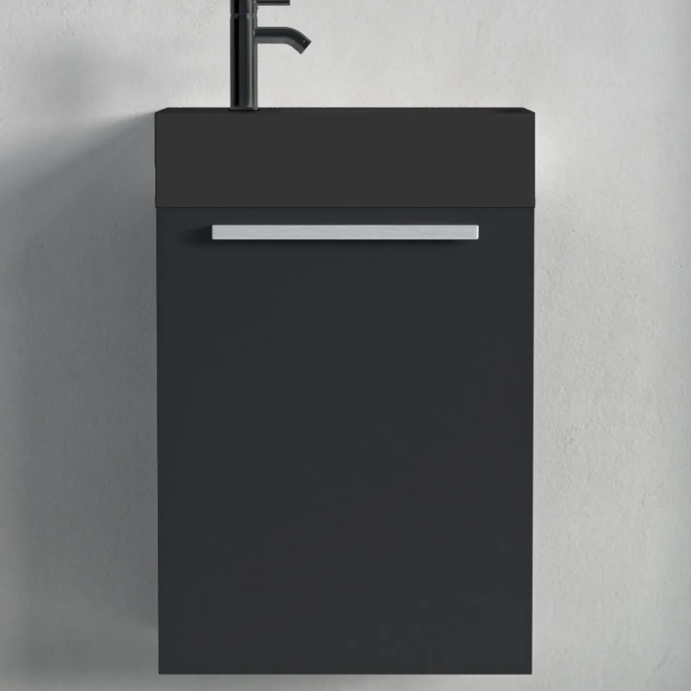 LOMAZOO Toiletmeubel Bombay Mat Zwart - Wastafel Zwart - 40cm