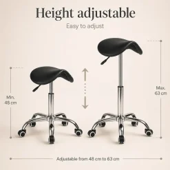 Loxa - Zadelkruk - Ergobalance - Zwart - 48-63 Cm - Kunstleer