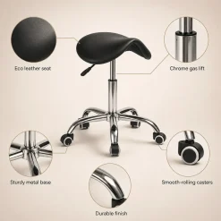 Loxa - Zadelkruk - Ergobalance - Zwart - 48-63 Cm - Kunstleer
