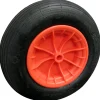 Luchtband Kruiwagenwiel - Rubber - Kunststof Velg Rood - 400x100mm - As 20mm