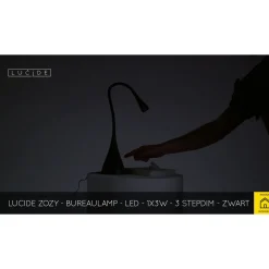 Lucide bureaulamp Zozy zwart ⌀11,5cm led dimbaar 3W