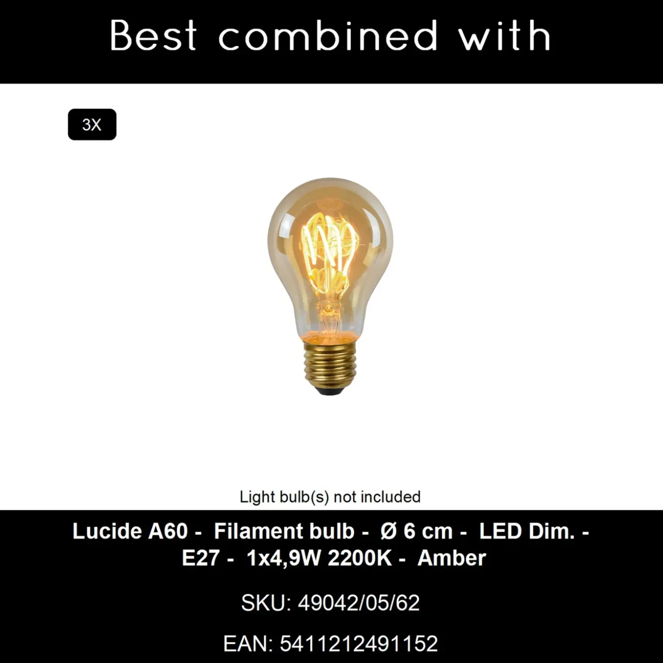 Lucide hanglamp Ilona zwart 3xE27