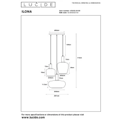 Lucide hanglamp Ilona zwart 3xE27