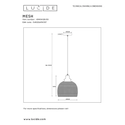 Lucide Hanglamp Mesh - Zwart - 28cm - E27