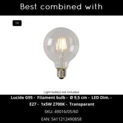 Lucide Hanglamp Mesh - Zwart - 28cm - E27