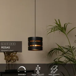 Lucide Hanglamp Rosas - Zwart - Messing - 26cm - E27