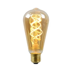 Lucide Ledfilamentlamp Edison ST64 - Amber - D6,4cm - Dimbaar - Warm Wit - E27 - 4,9W