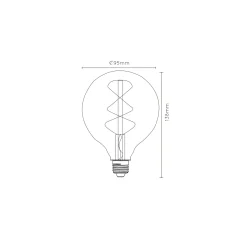 Lucide Ledfilamentlamp Globe G95 - Ambre - D9,5cm - Dimbaar - Warm Wit - E27 - 4,9W