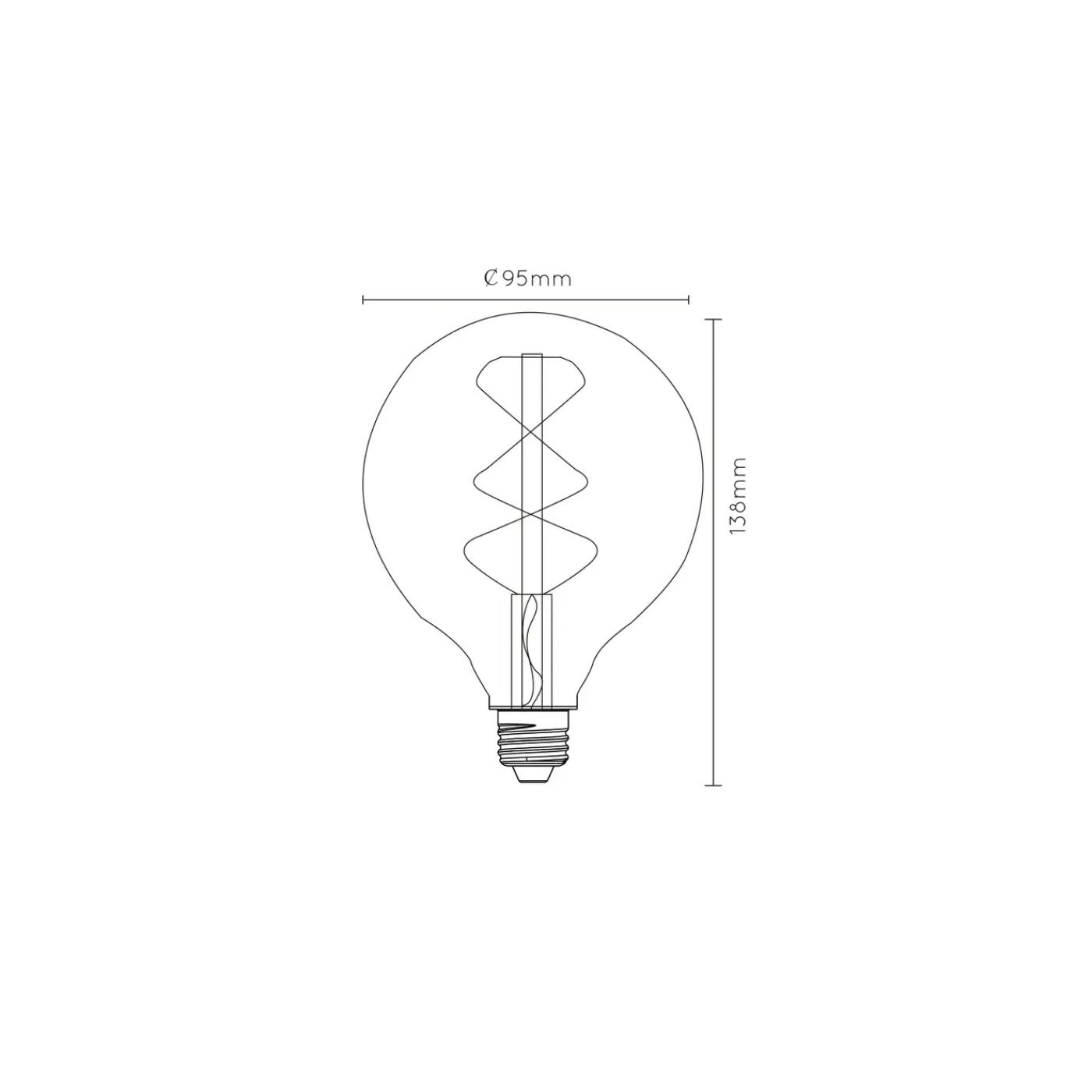Lucide Ledfilamentlamp Globe G95 - Ambre - D9,5cm - Dimbaar - Warm Wit - E27 - 4,9W