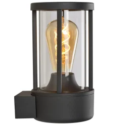 Lucide Lori - Wandlamp Binnen/buiten - Diam. 12 Cm - 1xe27 - Ip44 - Dag/nacht Sensor - Antraciet