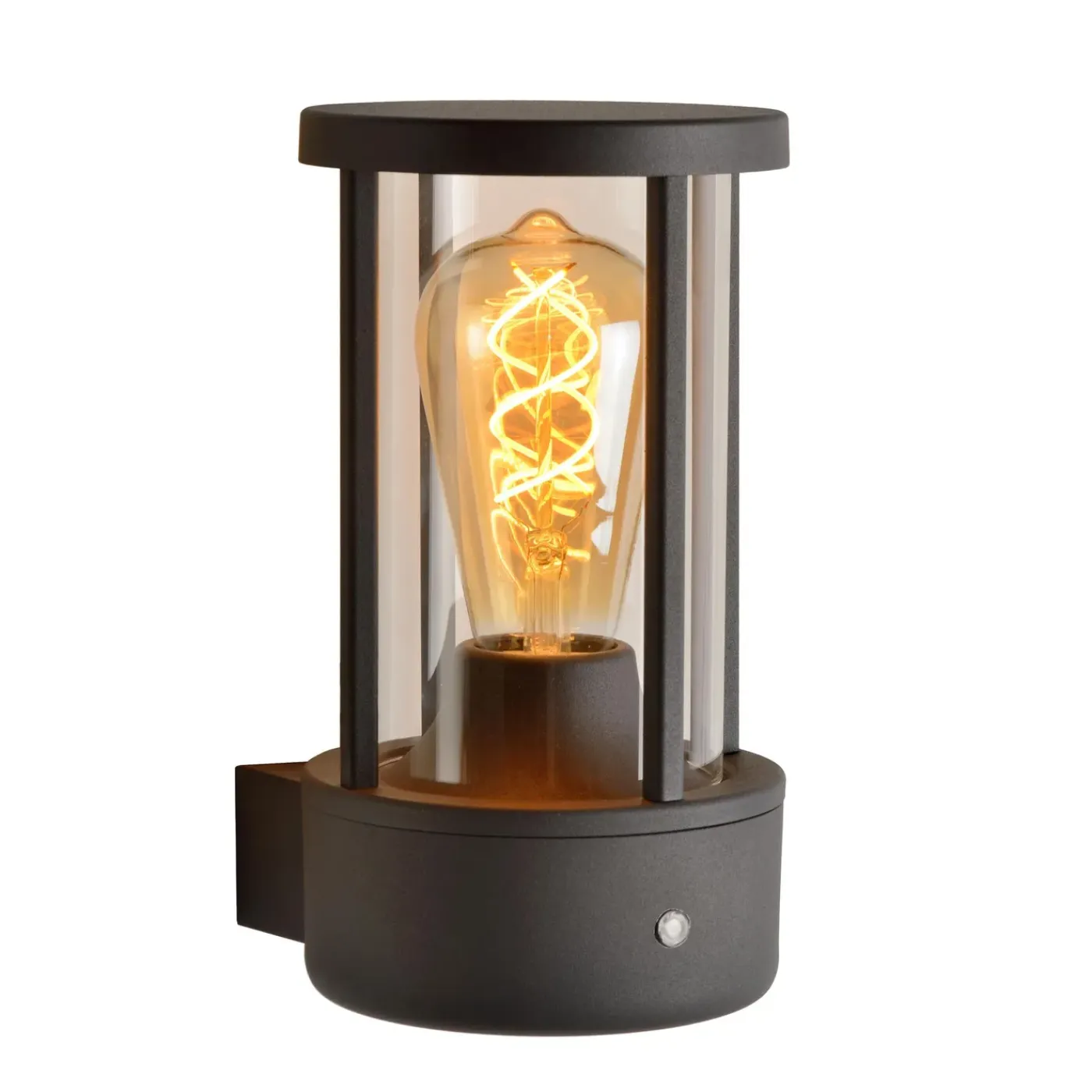 Lucide Lori - Wandlamp Binnen/buiten - Diam. 12 Cm - 1xe27 - Ip44 - Dag/nacht Sensor - Antraciet