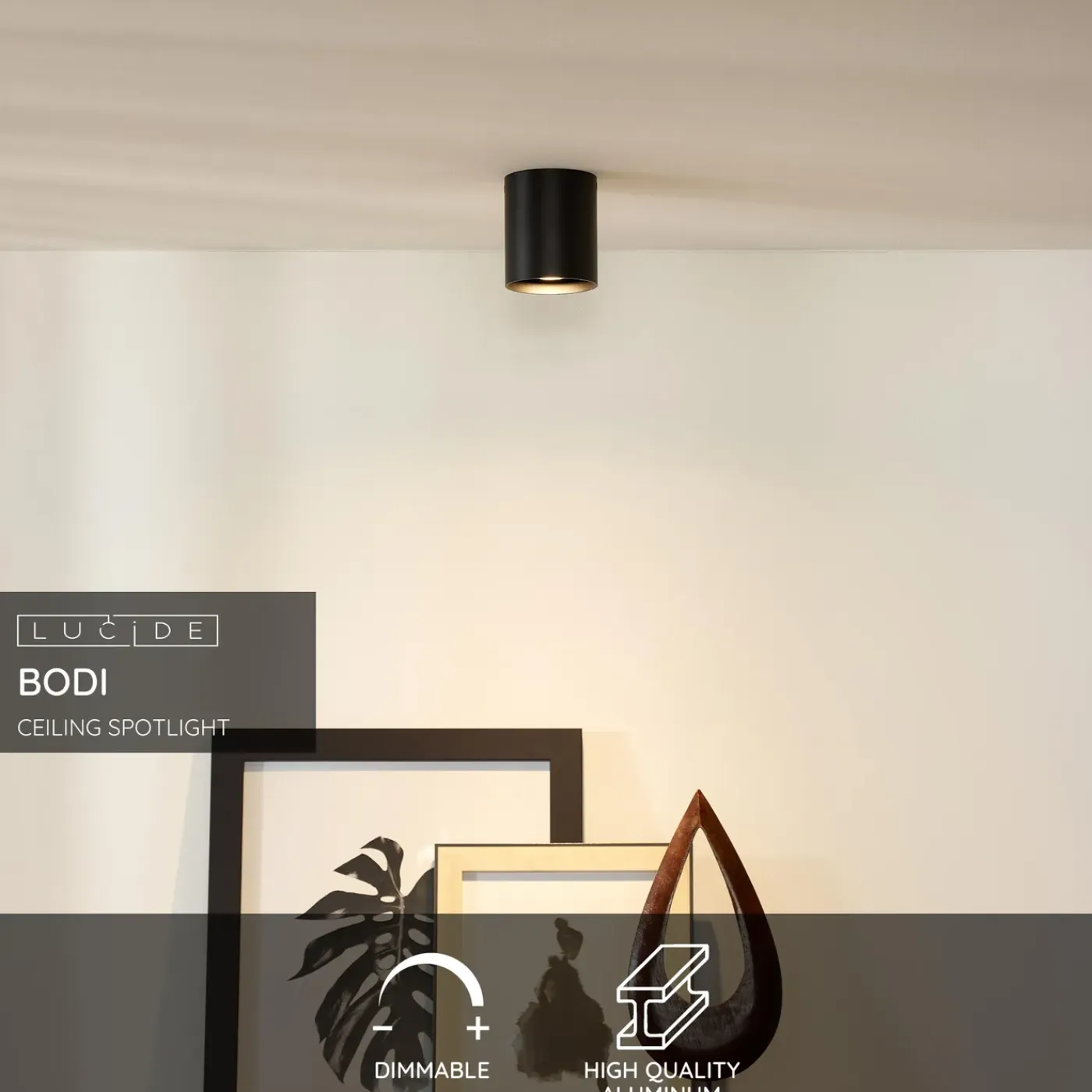 Lucide Opbouwspot Bodi - Zwart - 8cm - GU10