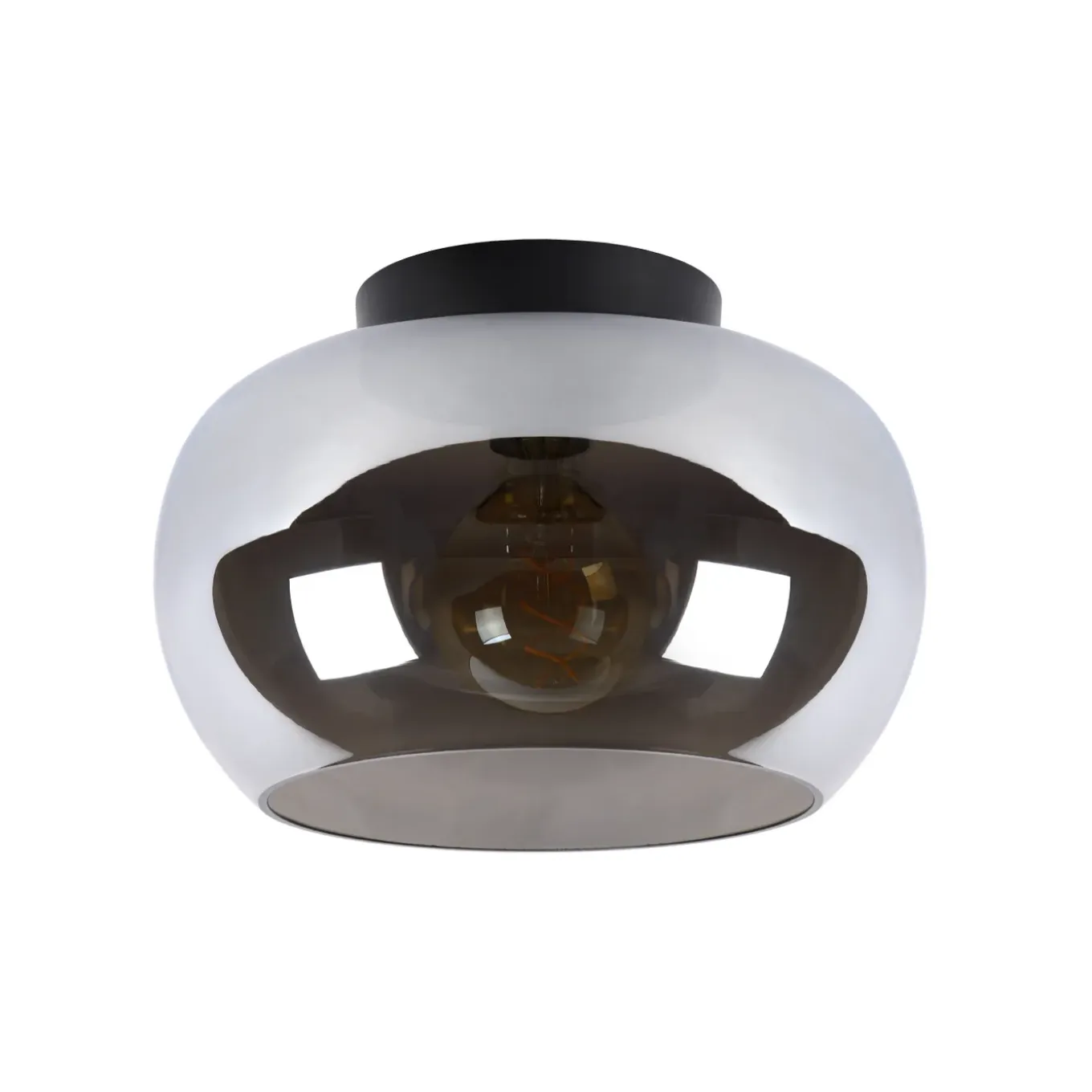 Lucide plafondlamp Judi zwart gerookt glas ⌀30,5cm E27