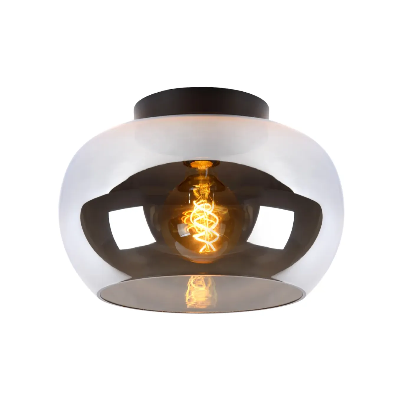 Lucide plafondlamp Judi zwart gerookt glas ⌀30,5cm E27