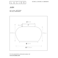 Lucide plafondlamp Judi zwart gerookt glas ⌀30,5cm E27