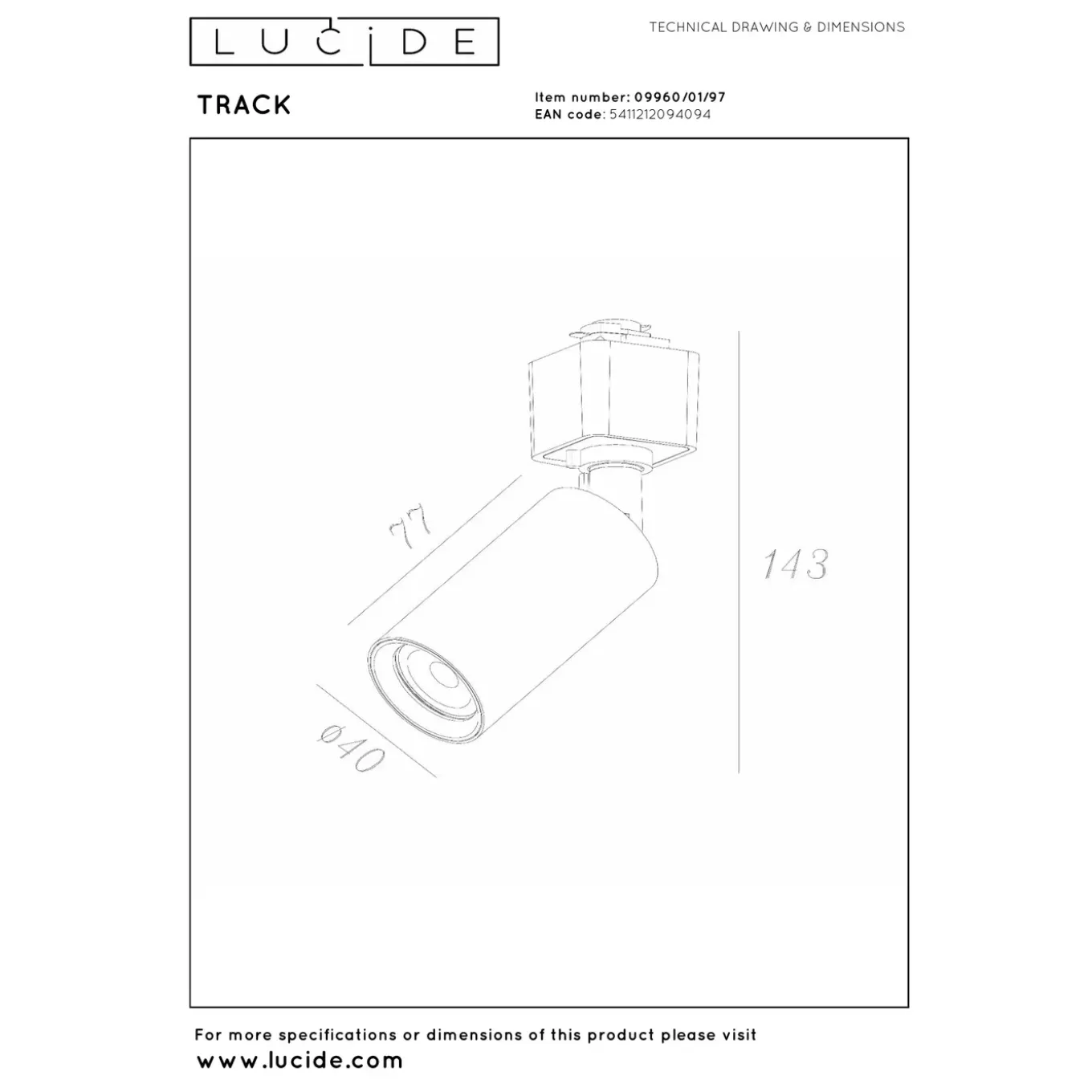 Lucide Railspot Track Ritmo - Koffie - GU10
