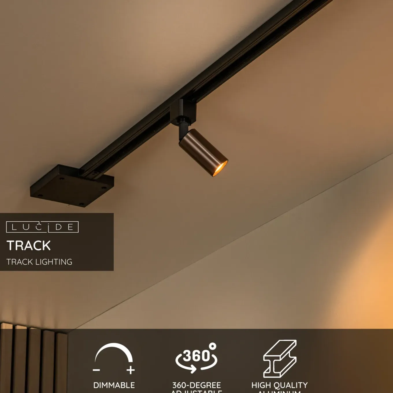 Lucide Railspot Track Ritmo - Koffie - GU10