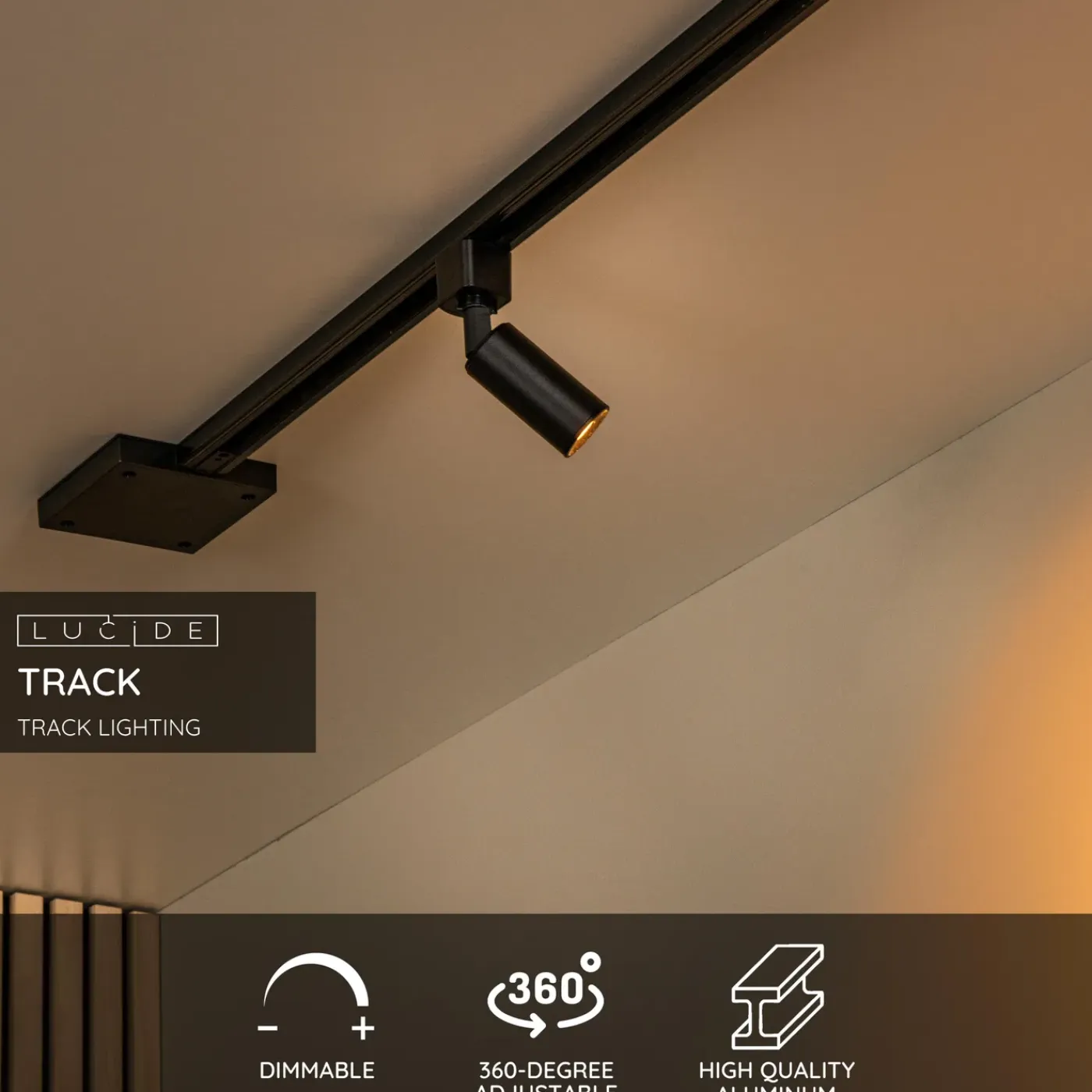 Lucide Railspot Track Ritmo - Zwart - GU10