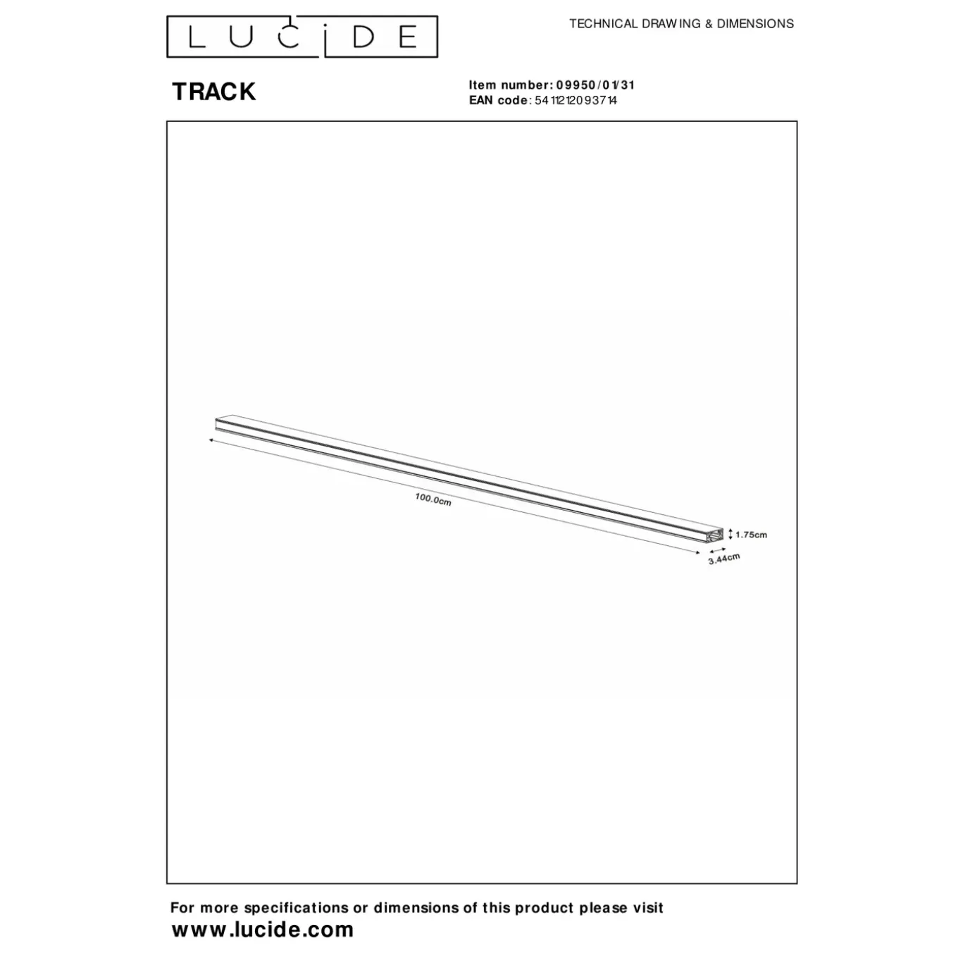 Lucide rail Track wit 1m