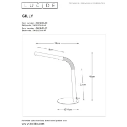 Lucide tafellamp LED Gilly zwart 3W