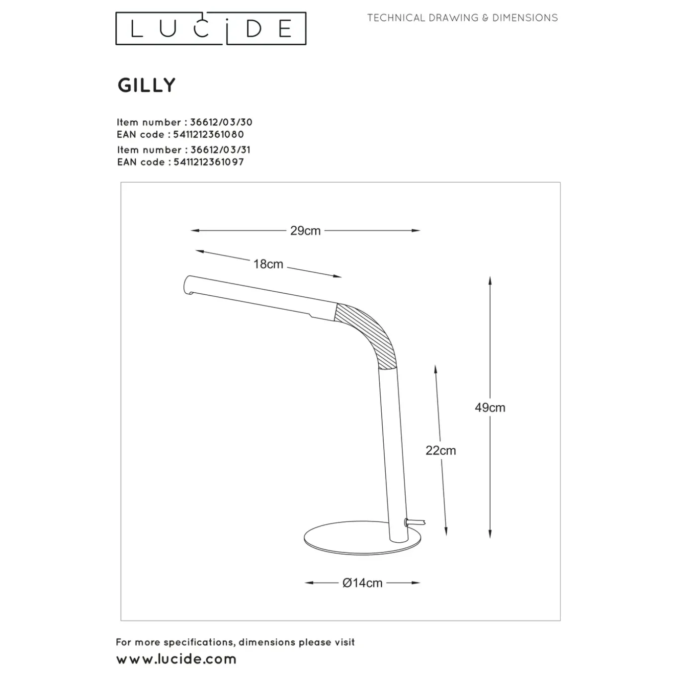Lucide tafellamp LED Gilly zwart 3W