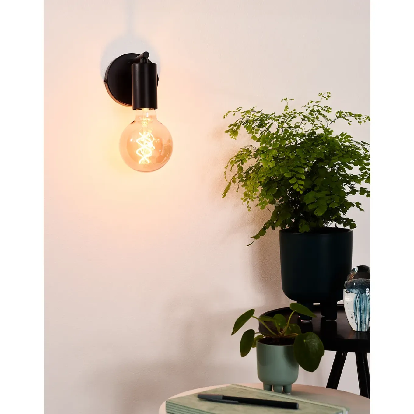 Lucide wandlamp Leanne zwart E27