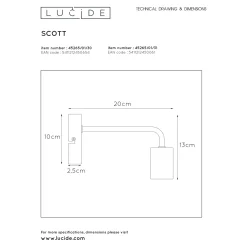 Lucide wandlamp Scott wit E27