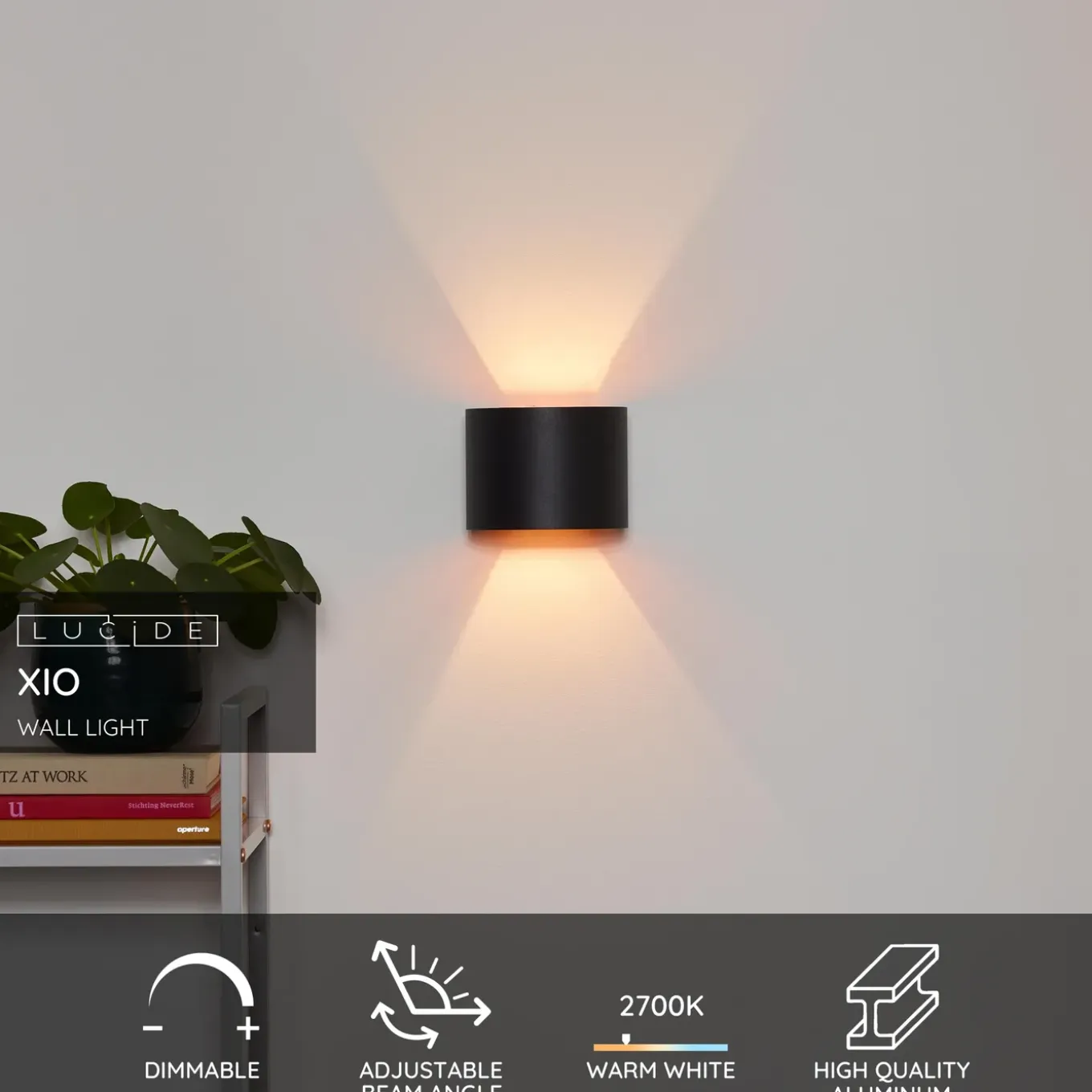 Lucide wandlamp Xio rond zwart koper G9 3,5W