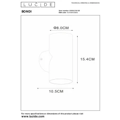 Lucide wandspot Bondi zwart 2xGU10