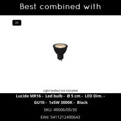Lucide wandspot Bondi zwart 2xGU10