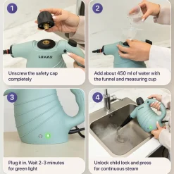 Luman 16 In 1 Stoomreiniger C1 - Handstoomreiniger - Handstomer - 16 Opzetstukken - Groen
