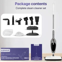 LUMAN 12 in 1 Stoomreiniger V1 - Tapijtreiniger - Vlekkenreiniger - Grijs