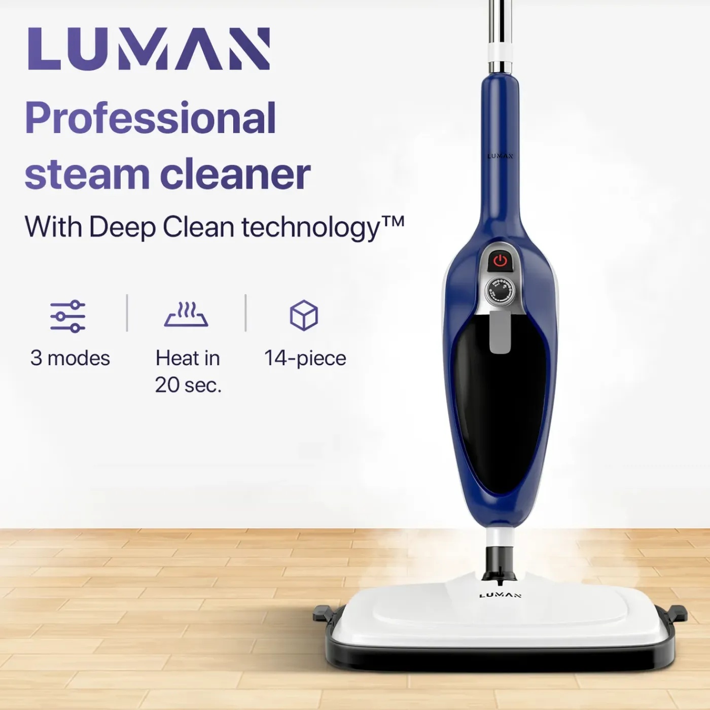 Luman 12 in 1 Stoomreiniger V1 - Tapijtreiniger - Vlekkenreiniger - Blauw