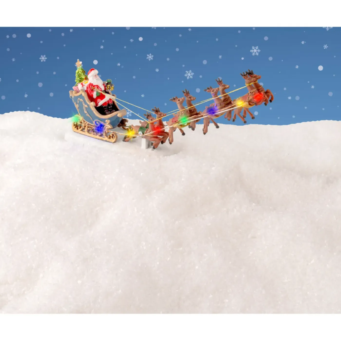 Lumineo Kerstdorp Beeld - Kerstman In Slee - 33,5 Cm - Met Licht