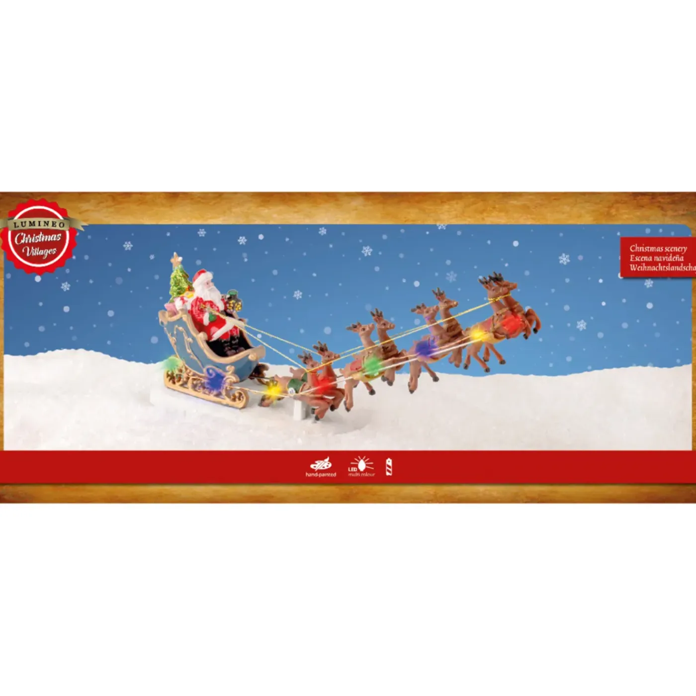 Lumineo Kerstdorp Beeld - Kerstman In Slee - 33,5 Cm - Met Licht