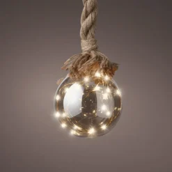 Lumineo Kerstverlichting - 2x - Kerstbal Aan Touw - Glas - 15 X 100 Cm