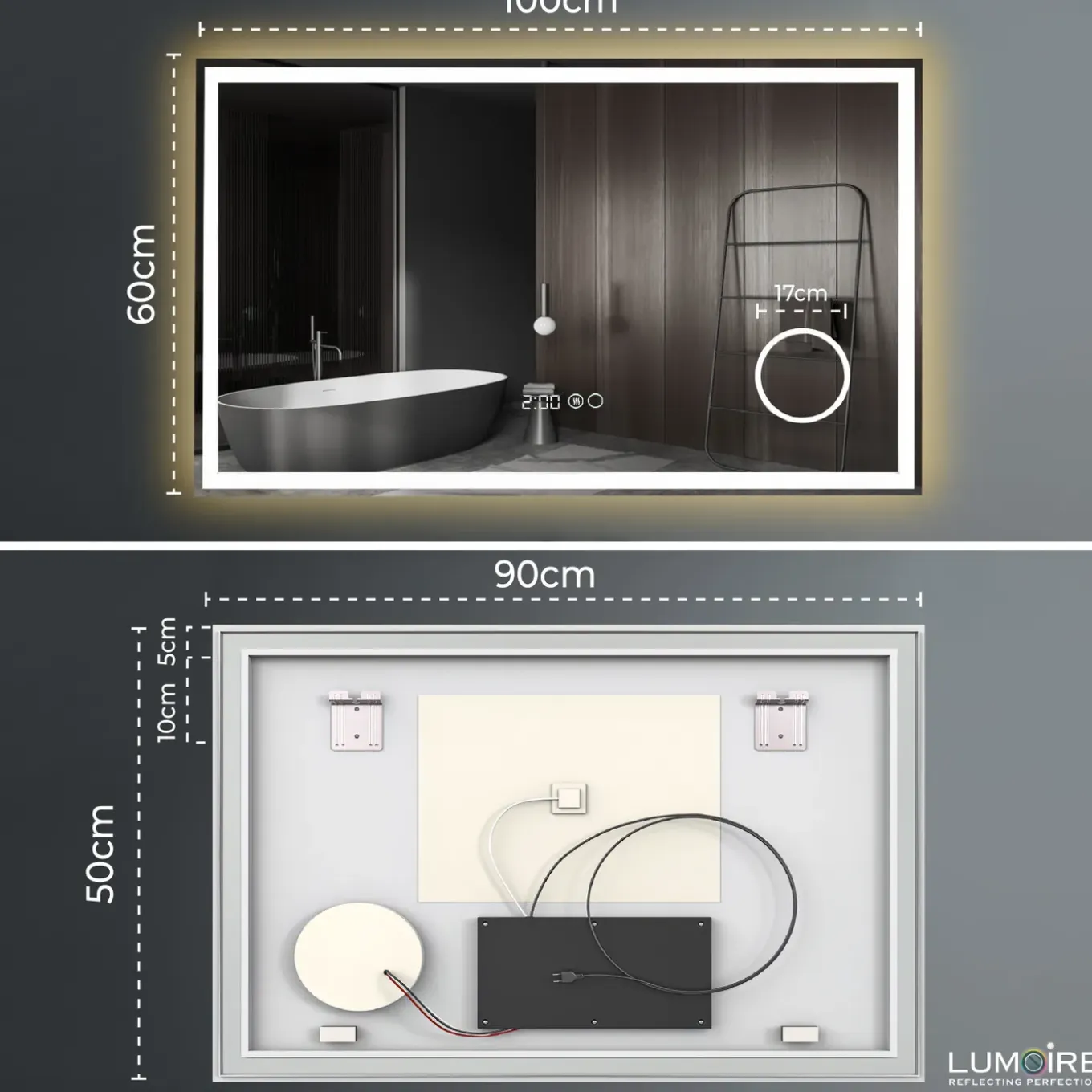 Lumoire Badkamerspiegel Met Verlichting - Tronvg - 100cm Rechthoekig - Anti Condens Verwarming