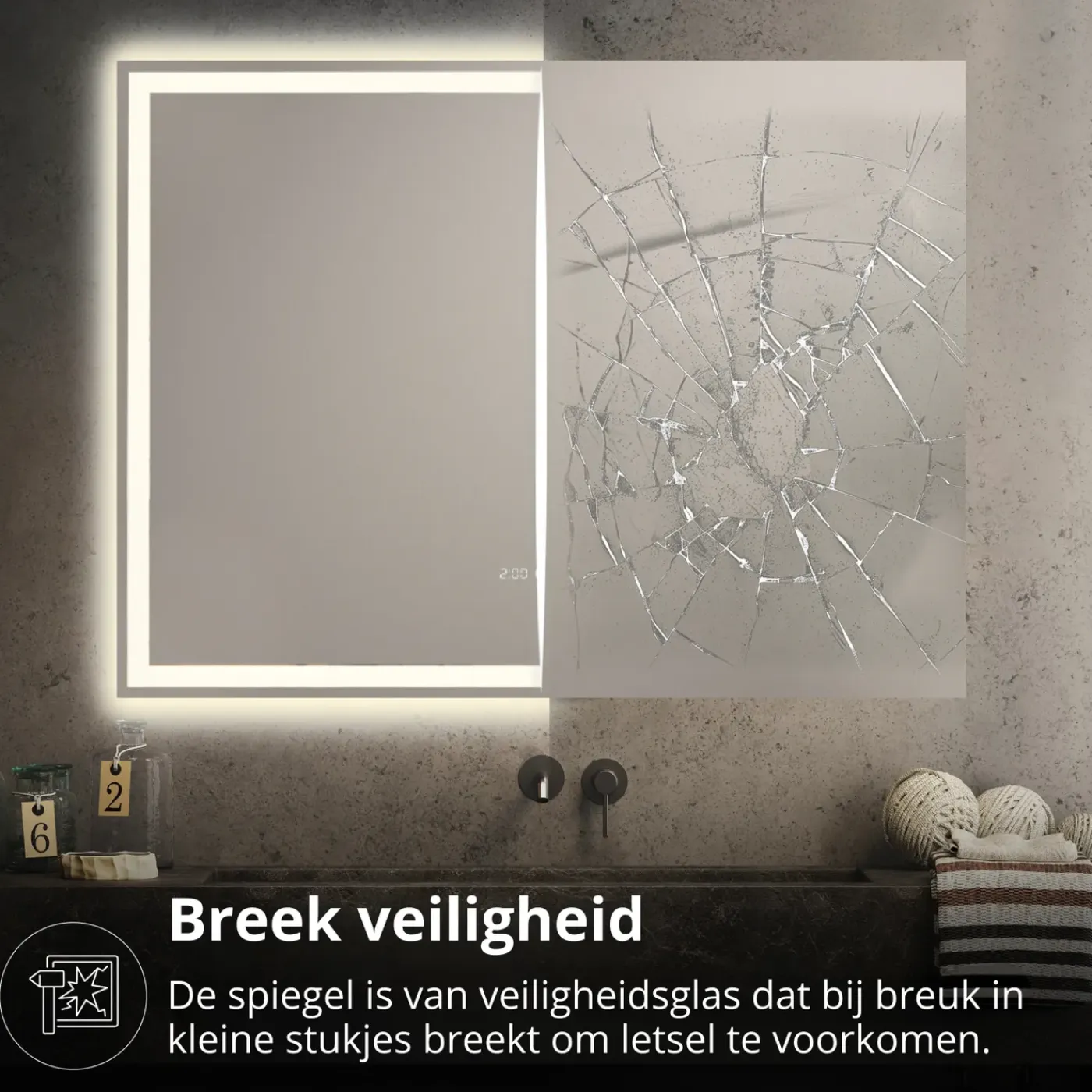 Lumoire Badkamerspiegel Met Verlichting - Tron - 120cm Rechthoekig - Anti Condens Verwarming