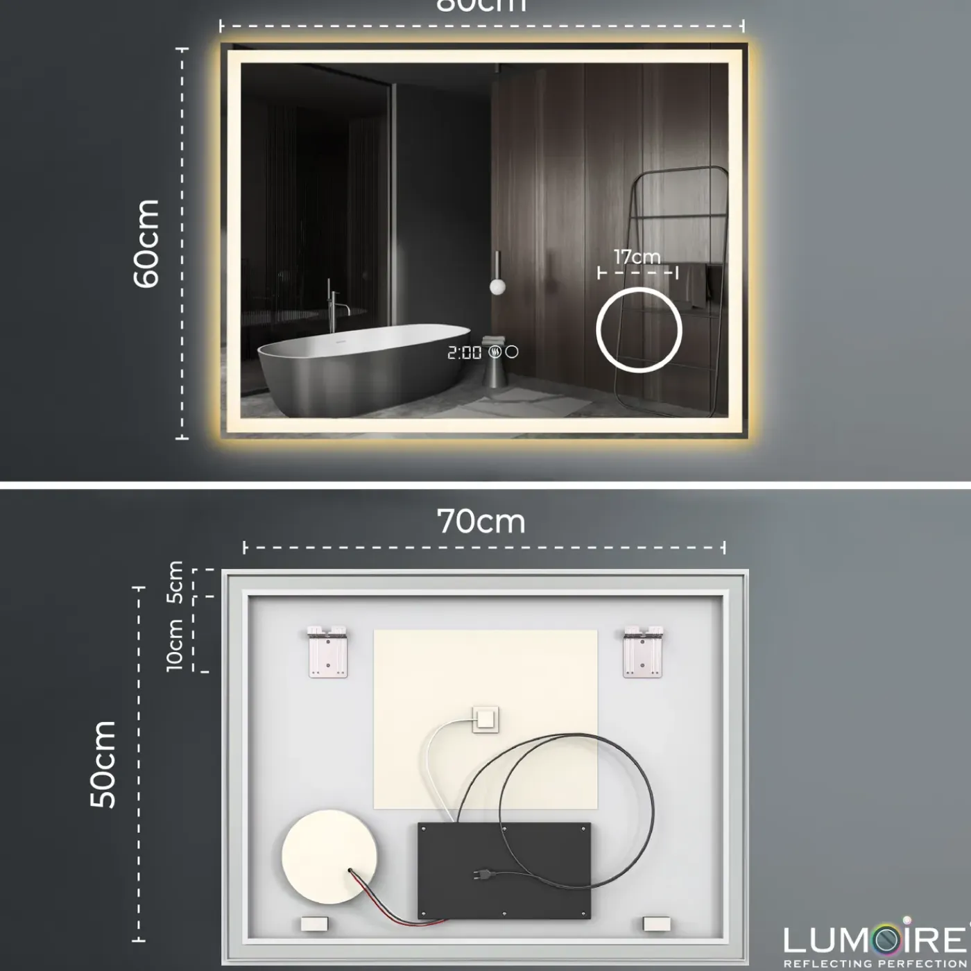 Lumoire Badkamerspiegel Met Verlichting - Tronvg - 80cm Rechthoekig - Anti Condens Verwarming