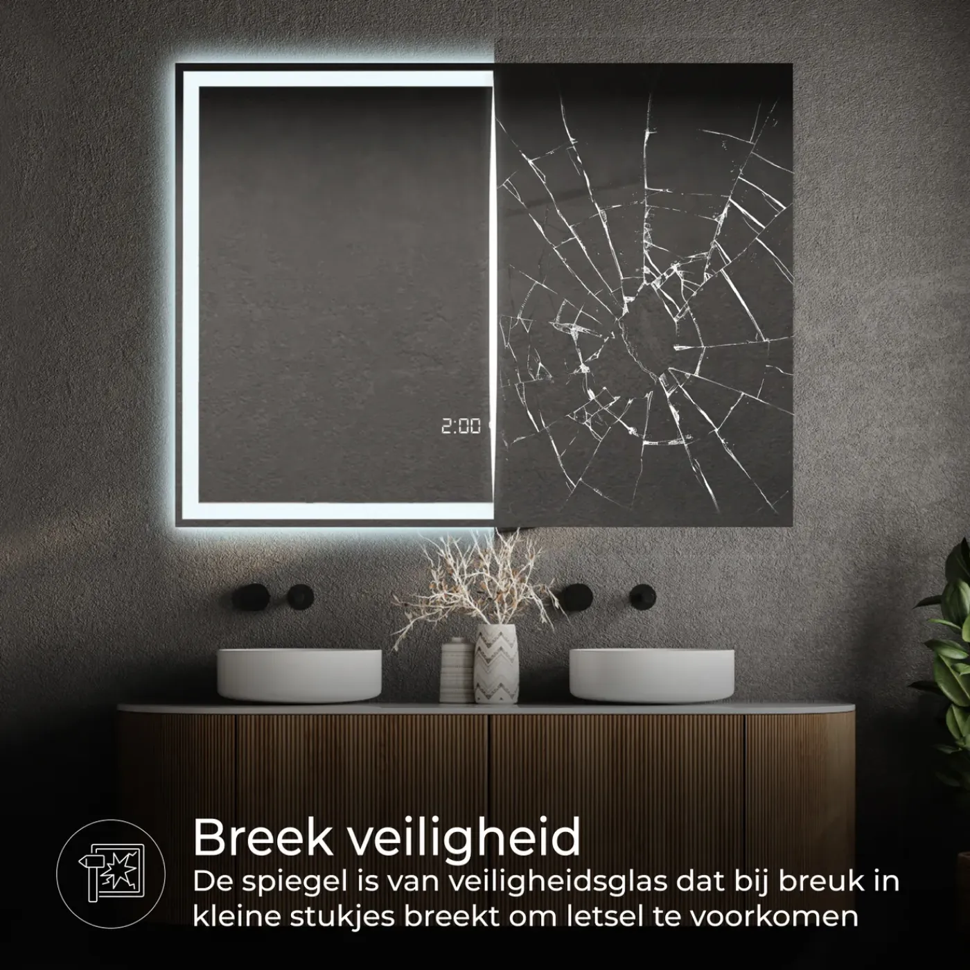 Lumoire Badkamerspiegel Met Verlichting - Tronvg - 80cm Rechthoekig - Anti Condens Verwarming
