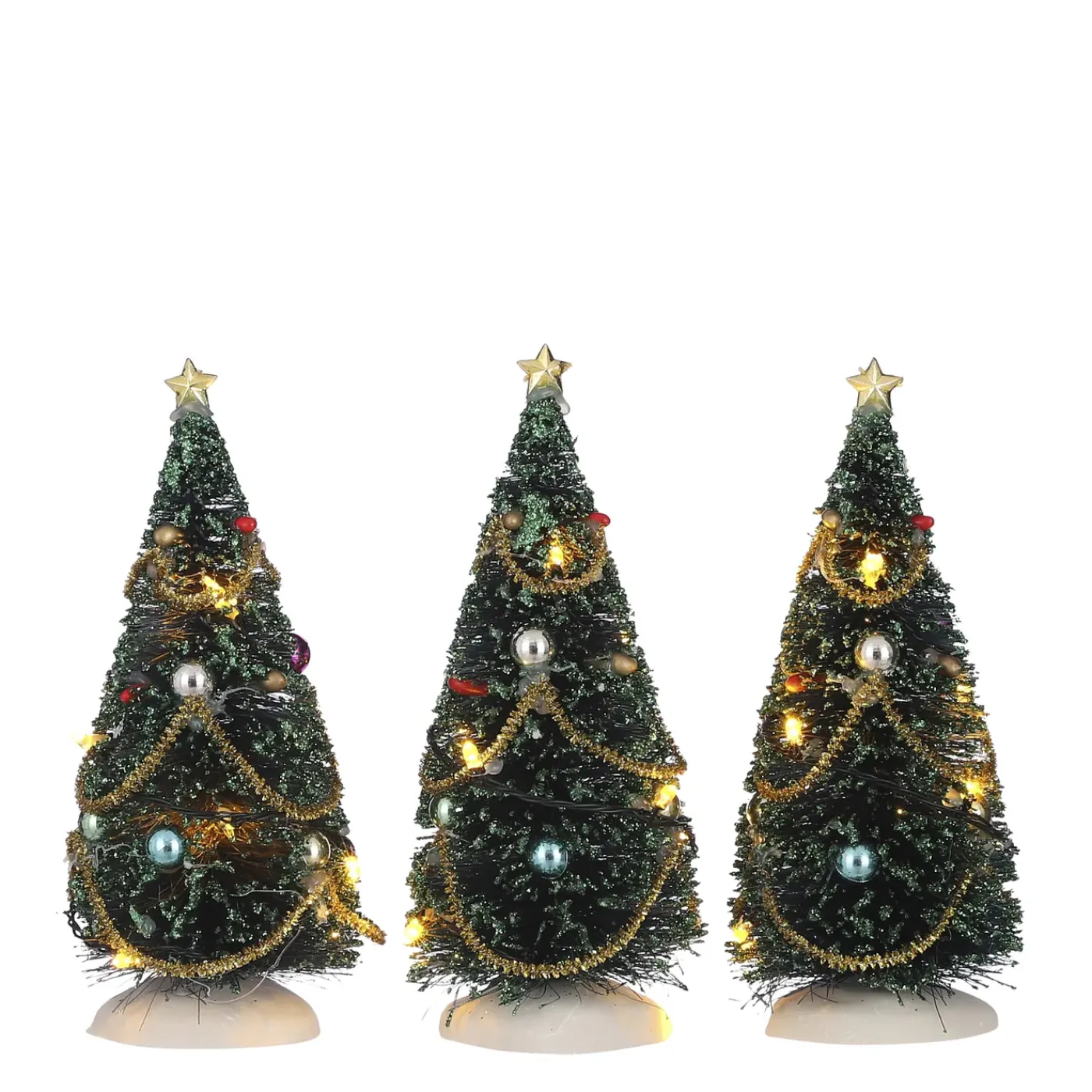 Luville Collectables Christmas Tree With Flashing Lights 3 Pieces Battery Operated - H15cm