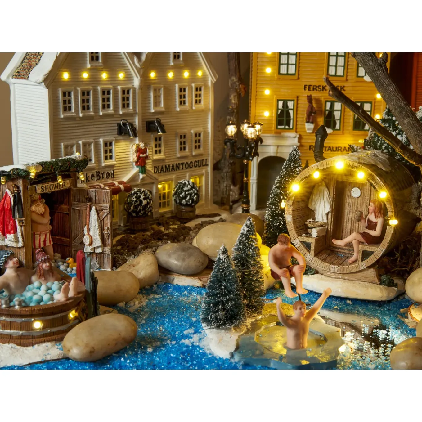 Luville Kerstdorp Miniatuur Naakte Kerstman - L10xw8 -5xh11cm