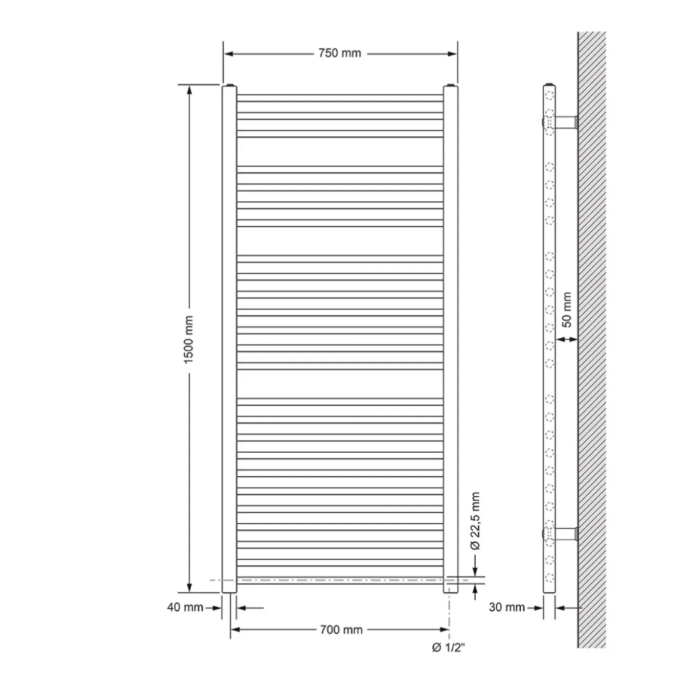 Luxebath Elektrische Badkamerkachel Sahara 750x1500 Mm Wit Rechte