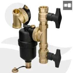 LuxeBath Magnetisch Filter 1 Op 3/4 Inch Messing Met Afsluitkleppen Voor Cv En Radiator