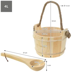 Luxebath Sauna Accessoires Set 2 Delig Opgietemmer Sauna Emmer 4l Grenenhout Kunststof