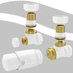 Luxebath Thermostatische Radiatorkraan 1/2 Inch Hoekmodel Wit Retourkoppeling Set