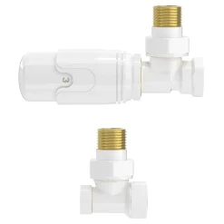 Luxebath Thermostatische Radiatorkraan 1/2 Inch Hoekmodel Wit Retourkoppeling Set