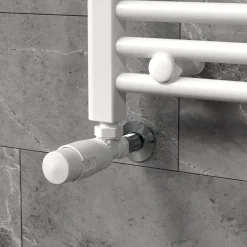 Luxebath Thermostatische Radiatorkraan 1/2 Inch Hoekmodel Wit Retourkoppeling Set
