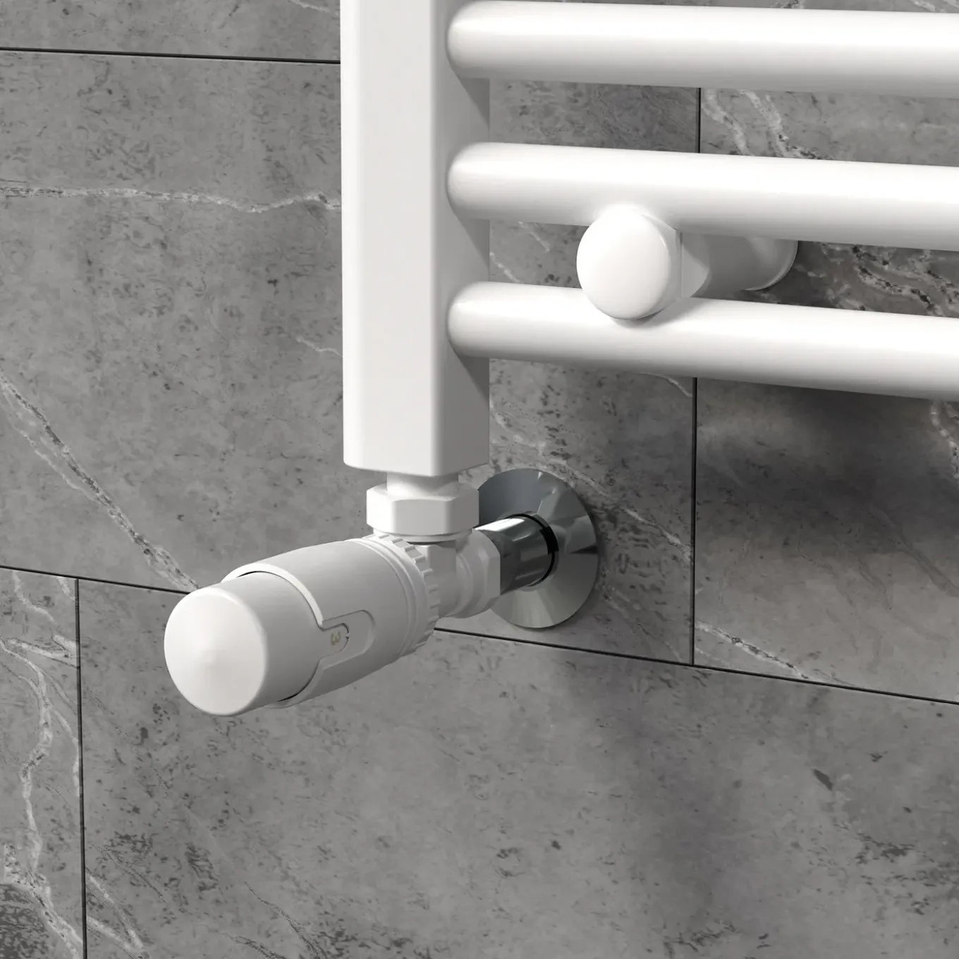 Luxebath Thermostatische Radiatorkraan 1/2 Inch Hoekmodel Wit Retourkoppeling Set