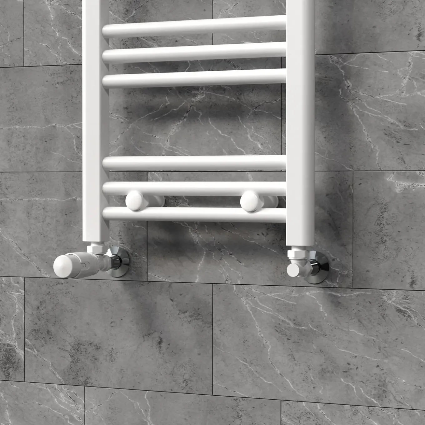 Luxebath Thermostatische Radiatorkraan 1/2 Inch Hoekmodel Wit Retourkoppeling Set
